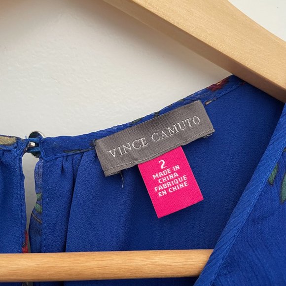 Midi Vince Camuto blue flowery dress Size 2 - Picture 4 of 7